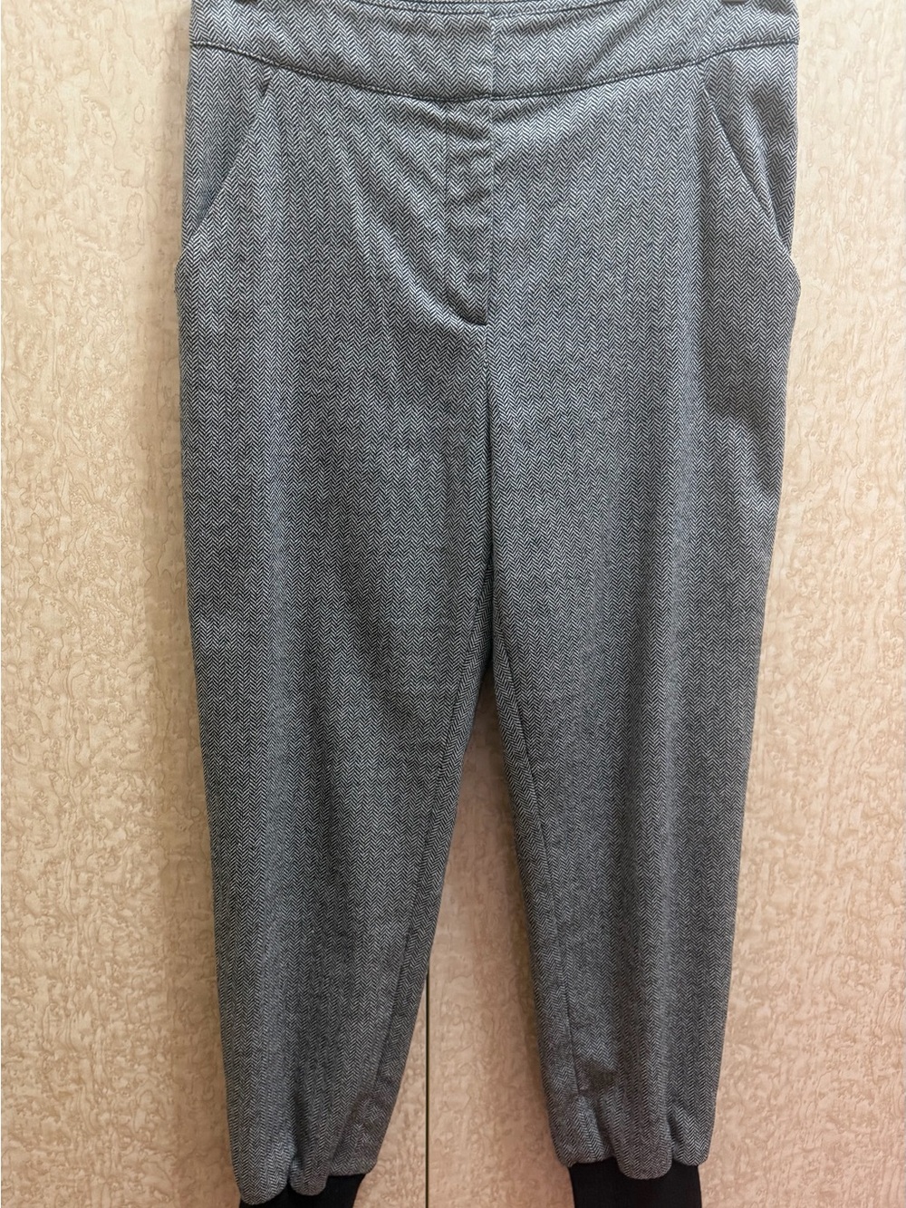 Veronica Beard Frazier Cuffed Joggers Pant Size 8 Preppy Harringbone Wool Blend